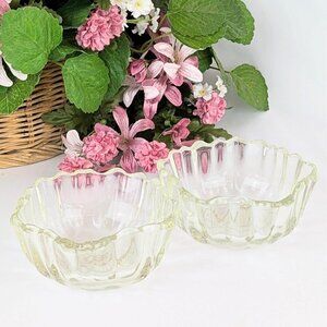 Set of 2 Indiana Glass Sunflower Bowls Vintage Clear Thick Glass Condiment Bowls